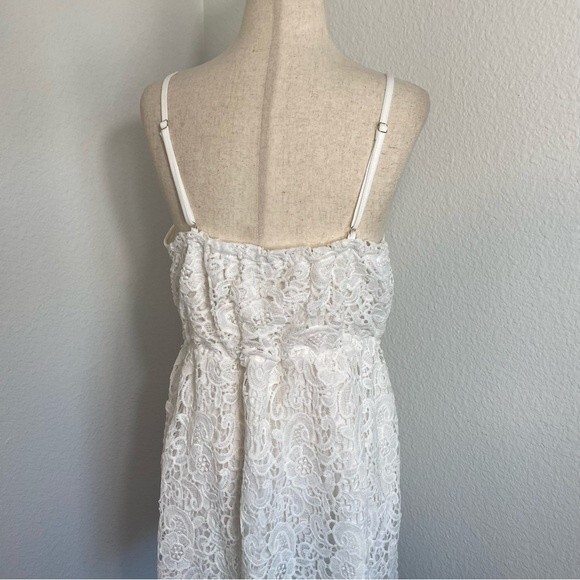NWOT Shein Lacy Floral White Wrap Front V Neckline Spaghetti Strap Dress Size L - Picture 6 of 10